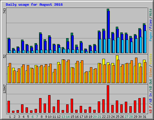 Daily usage for August 2016