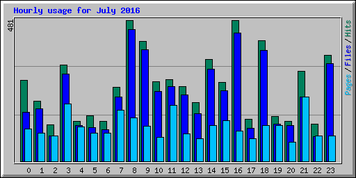 Hourly usage for July 2016